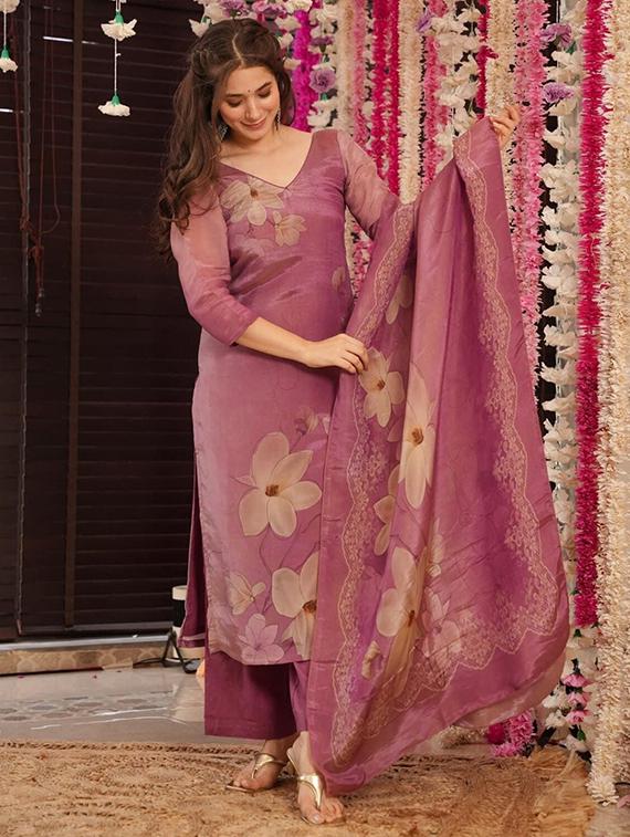 coral silk straight kurta - 22053792 - Standard Image - 1