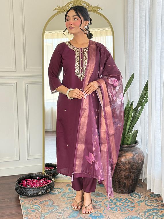 purple rayon straight kurta - 22053793 - Standard Image - 1
