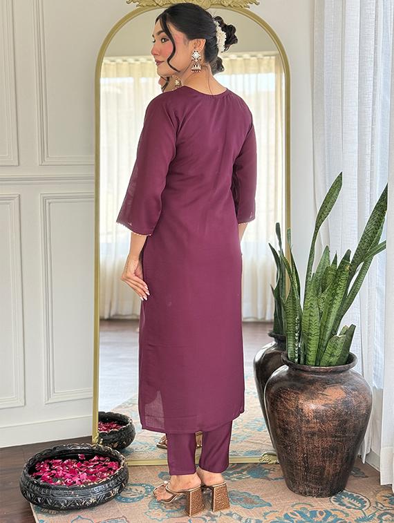 purple rayon straight kurta - 22053793 - Standard Image - 4