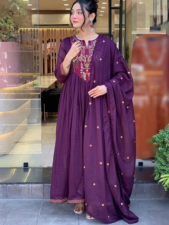 purple viscose straight kurta - 22053796 - Standard Image - 1
