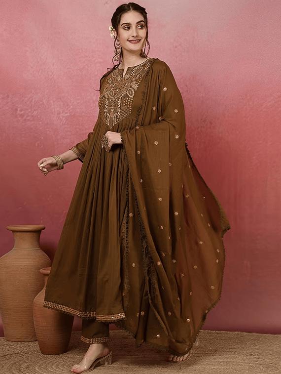 olive viscose straight kurta - 22053797 - Standard Image - 1