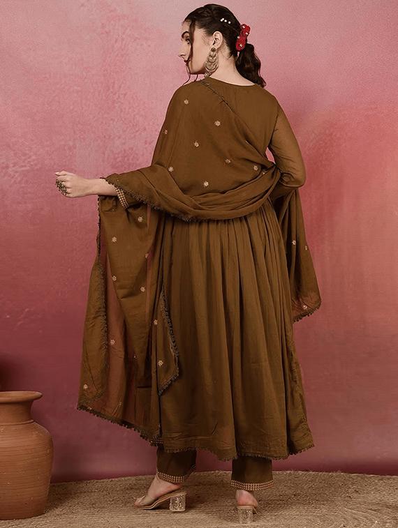 olive viscose straight kurta - 22053797 - Standard Image - 4