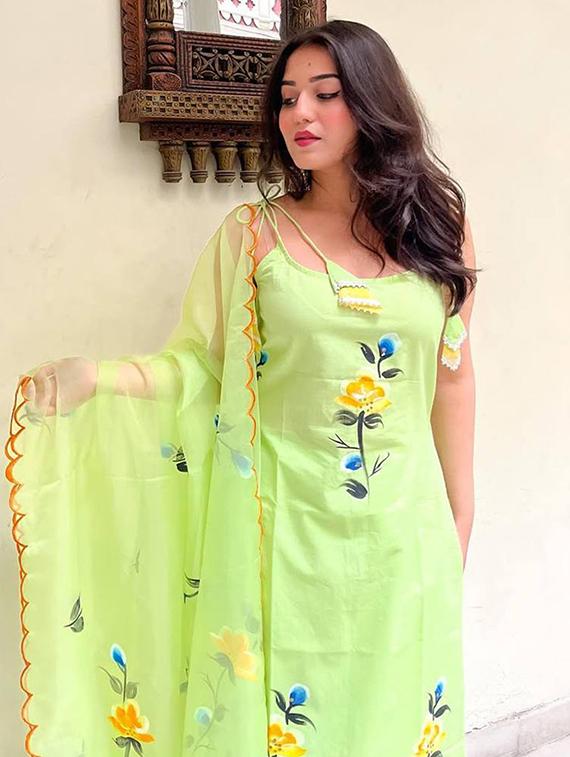 lemon sherbet viscose straight kurta - 22053807 - Standard Image - 4