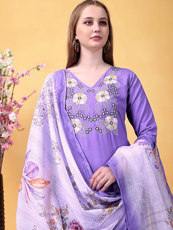 lavender rayon straight kurta - 22053810 - Standard Image - 4