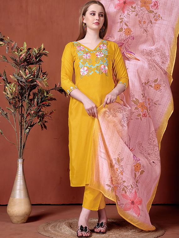 yellow rayon straight kurta - 22053811 - Standard Image - 1