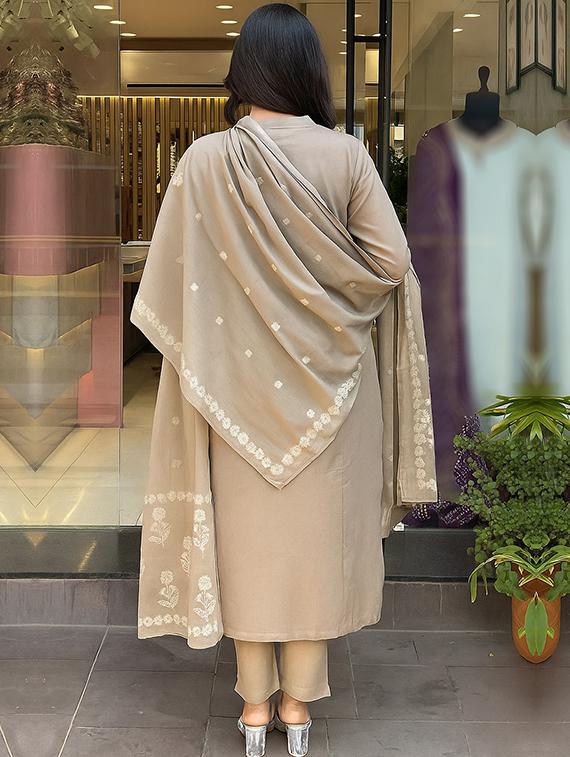 beige cotton straight kurta - 22053813 - Standard Image - 4