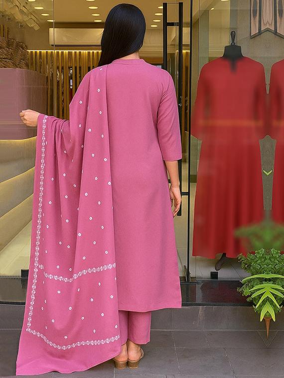 pink cotton straight kurta - 22053815 - Standard Image - 4
