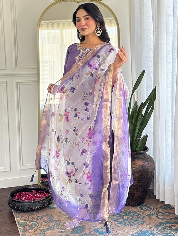 lavender rayon straight kurta - 22053816 - Standard Image - 4