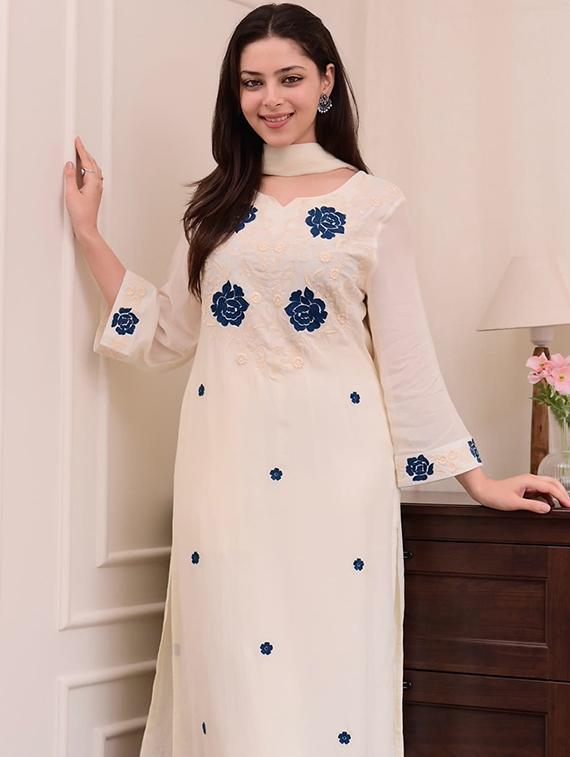 cream rayon straight kurta - 22053868 - Standard Image - 4
