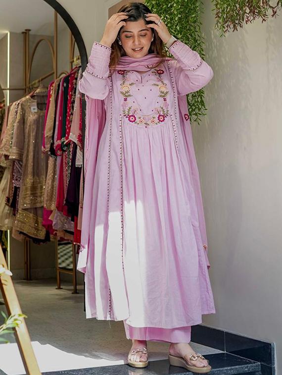 pink chanderi straight kurta - 22053872 - Standard Image - 1