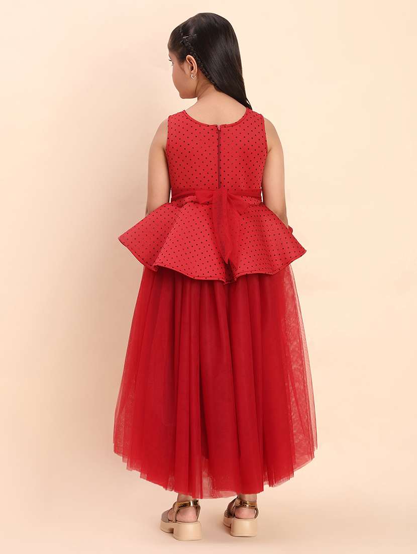 girls maroon embellished sleeveless gown - 22053887 -  Standard Image - 4