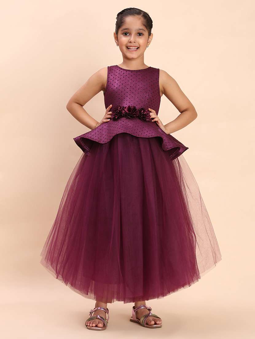 girls purple embellished sleeveless gown - 22053889 -  Standard Image - 1