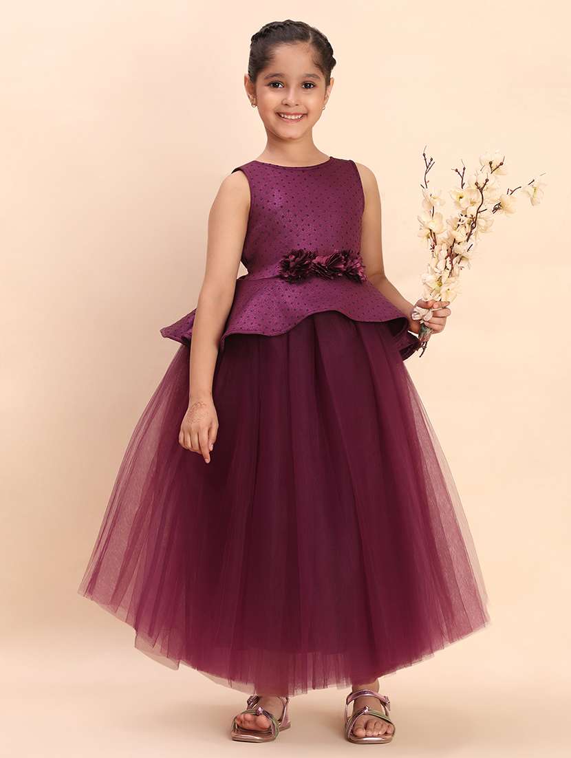 girls purple embellished sleeveless gown - 22053889 -  Standard Image - 4
