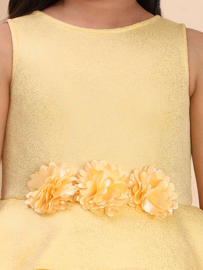 girls self designed sleeve round neck gown - 22053892 -  Standard Image - 4