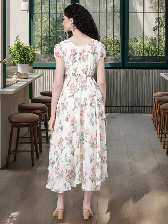 women floral print short sleeve fit & flare dress - 22053914 - Standard Image - 4
