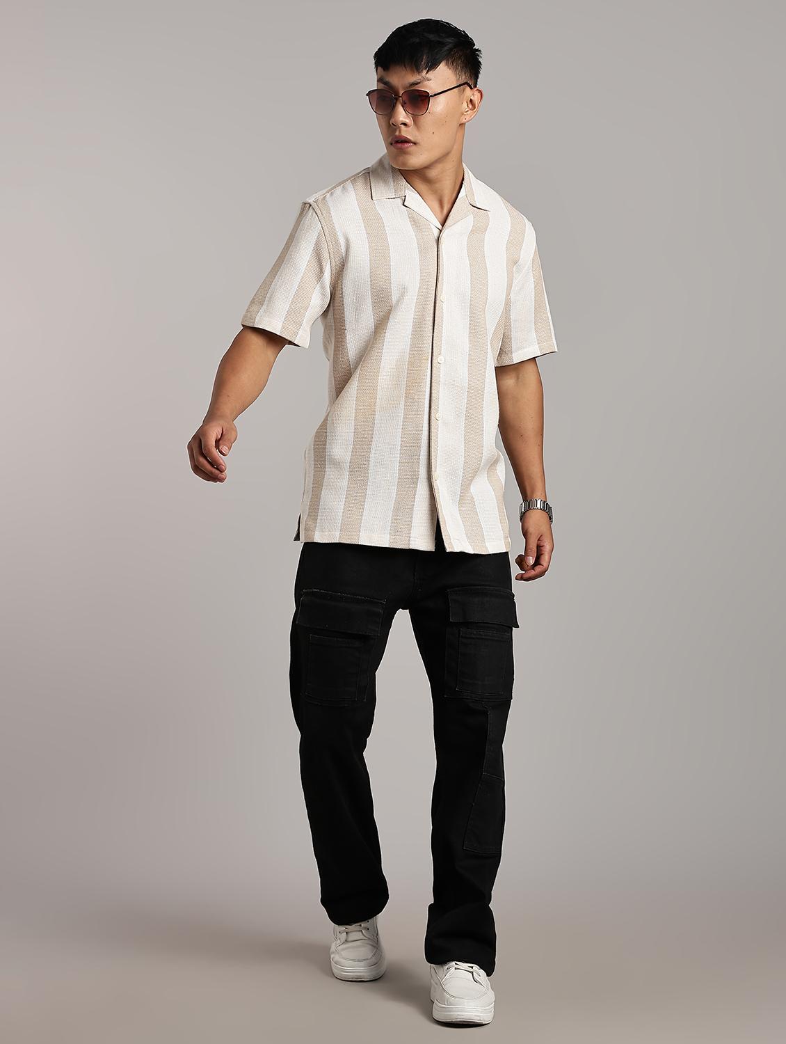 men striped short sleeve loose fit t-shirt - 22053916 - Standard Image - 4