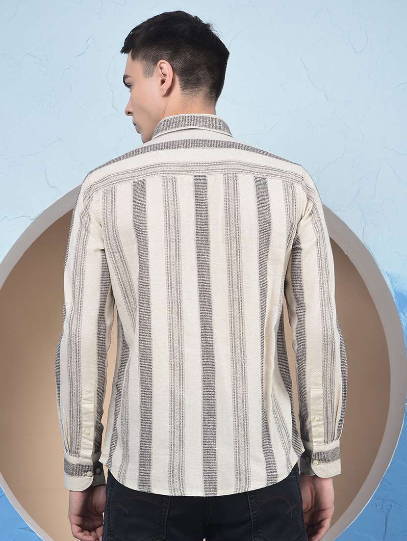 men striped mandarin neck long sleeve straight kurta - 22053922 -  Standard Image - 4