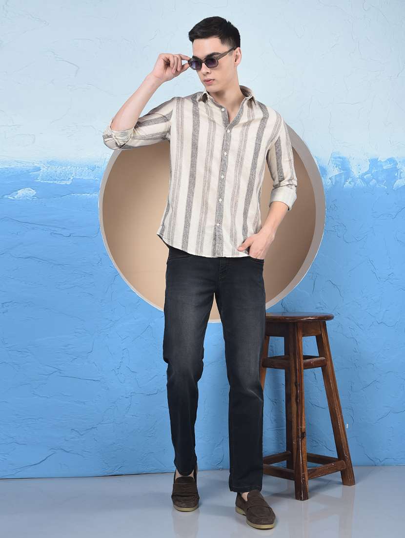 men striped mandarin neck long sleeve straight kurta - 22053922 -  Standard Image - 6