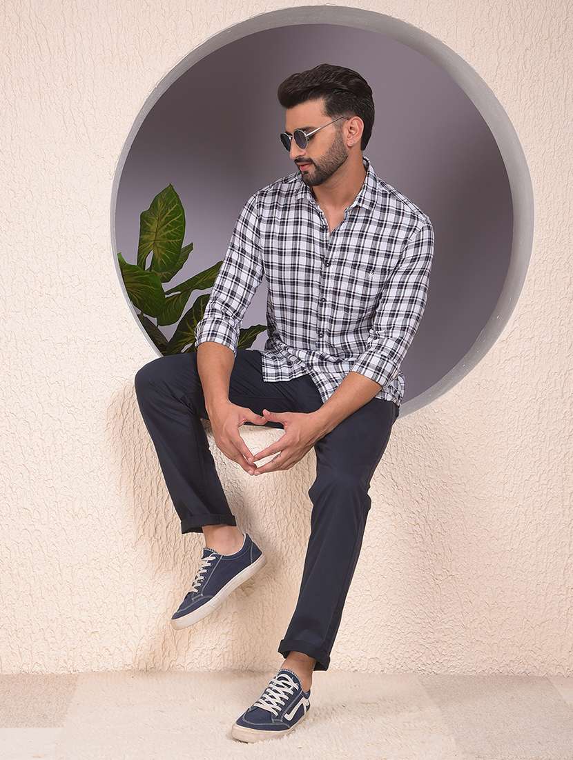 men checkered collared long sleeve regular fit shirt - 22053928 - Standard Image - 4