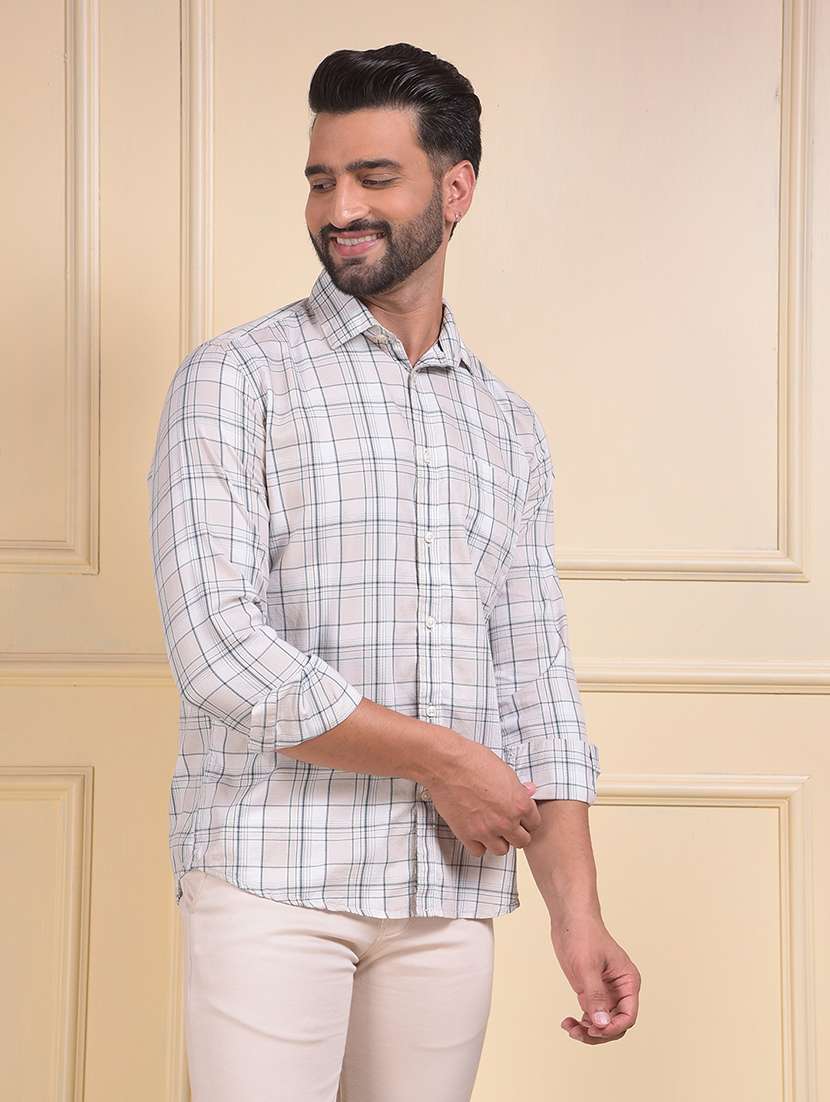 men checkered collared long sleeve regular fit shirt - 22053929 -  Standard Image - 1