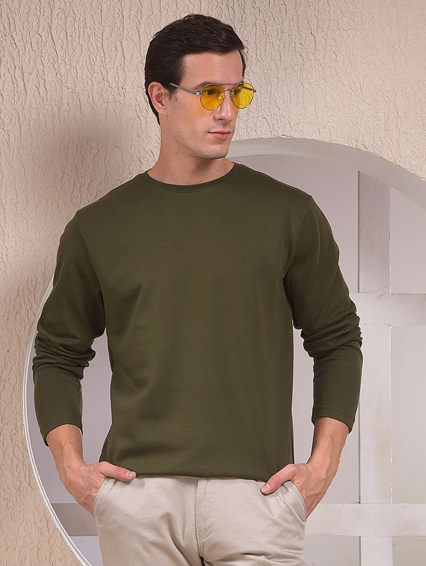 men solid long sleeve regular fit sweatshirt