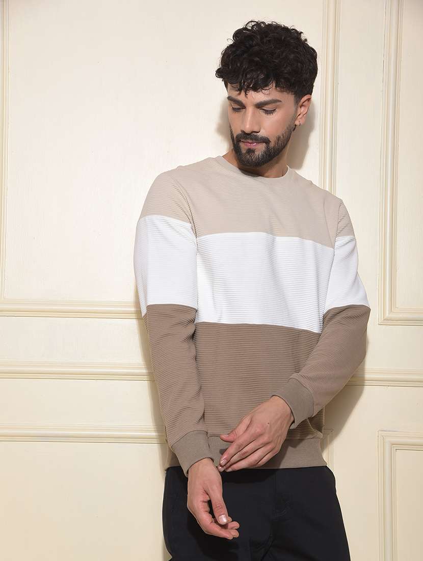 men color block long sleeve regular fit sweatshirt - 22053972 -  Standard Image - 1