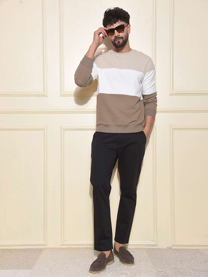 men color block long sleeve regular fit sweatshirt - 22053972 -  Standard Image - 4
