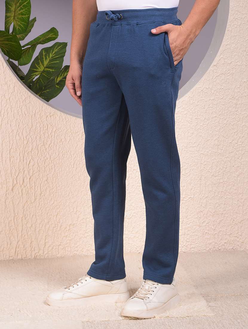 men solid mid rise full length track pant - 22053978 -  Standard Image - 1