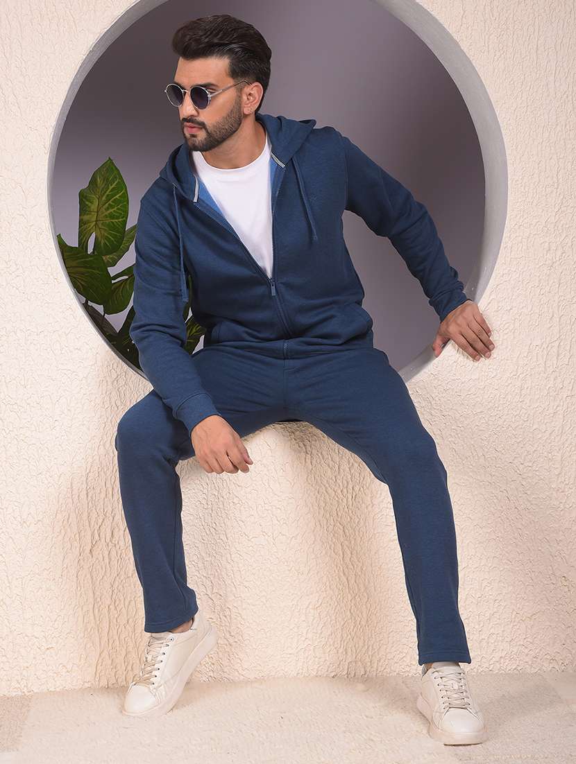 men solid mid rise full length track pant - 22053978 -  Standard Image - 4