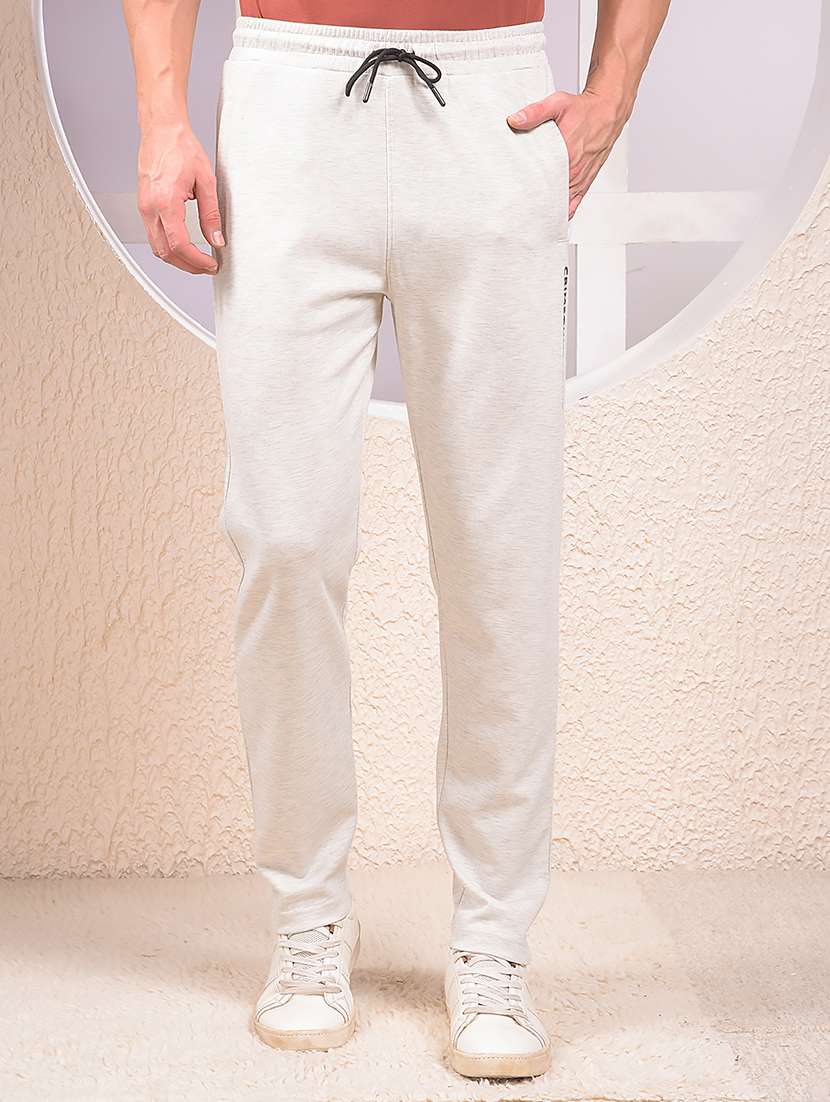 men solid mid rise full length track pant