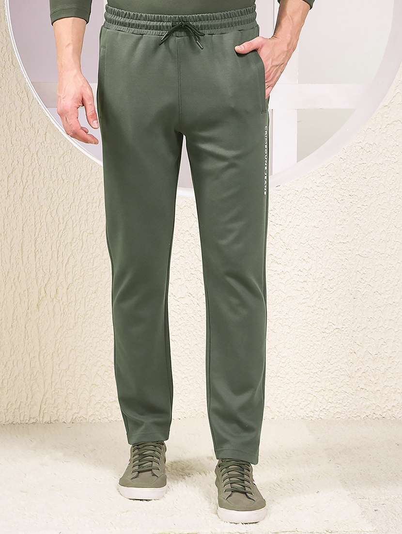 men solid mid rise full length track pant - 22053980 -  Standard Image - 1