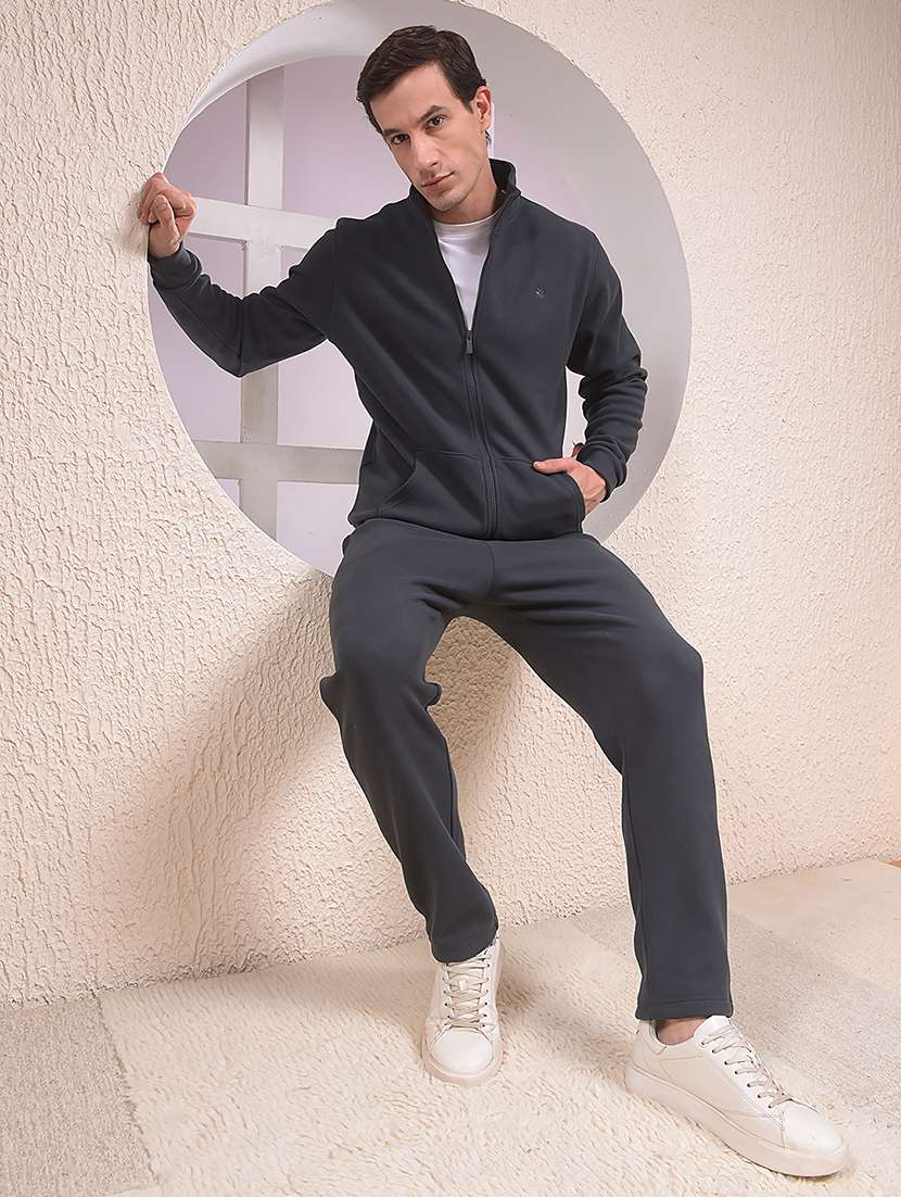 men solid mid rise full length track pant - 22053984 -  Standard Image - 4