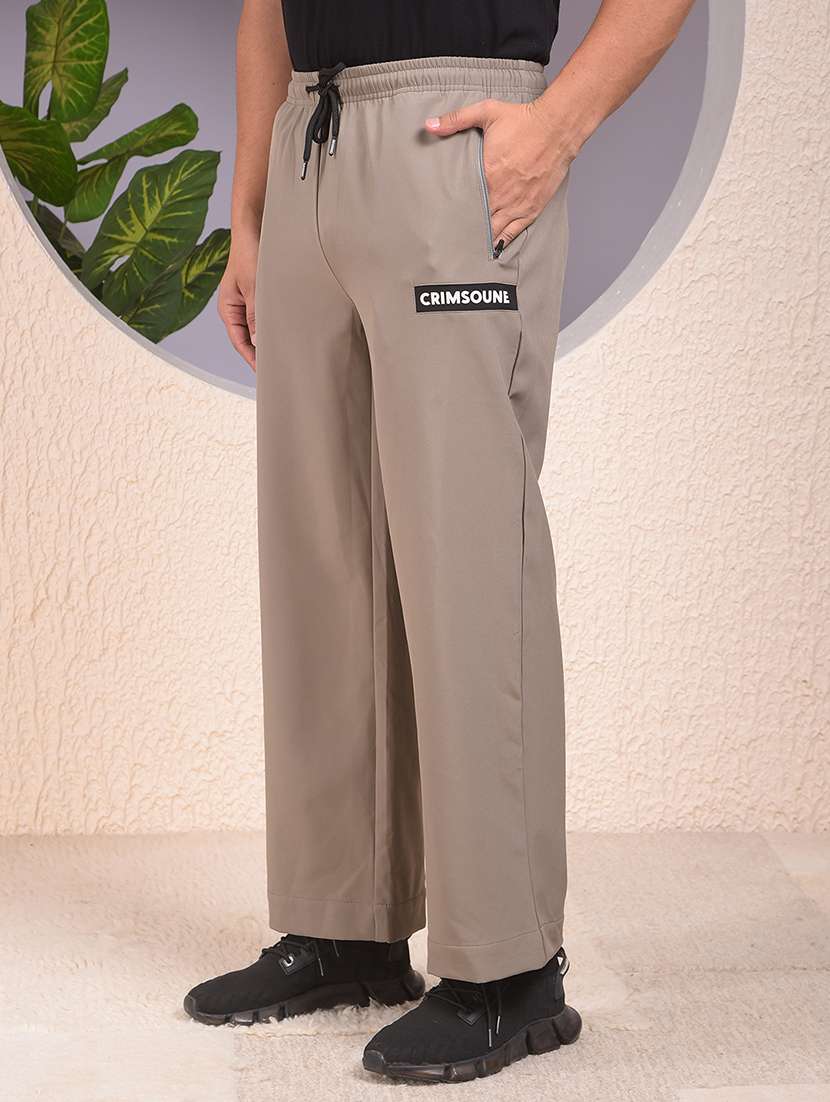 men solid mid rise full length track pant - 22053990 -  Standard Image - 1