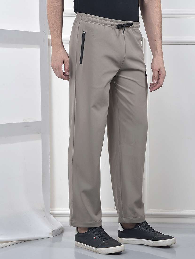 men solid mid rise full length track pant - 22053990 -  Standard Image - 1