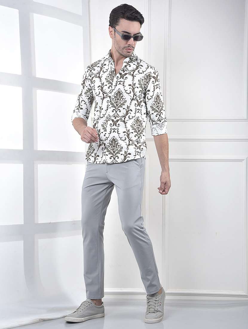 men solid mid rise flat front casual chinos  - 22053991 -  Standard Image - 4