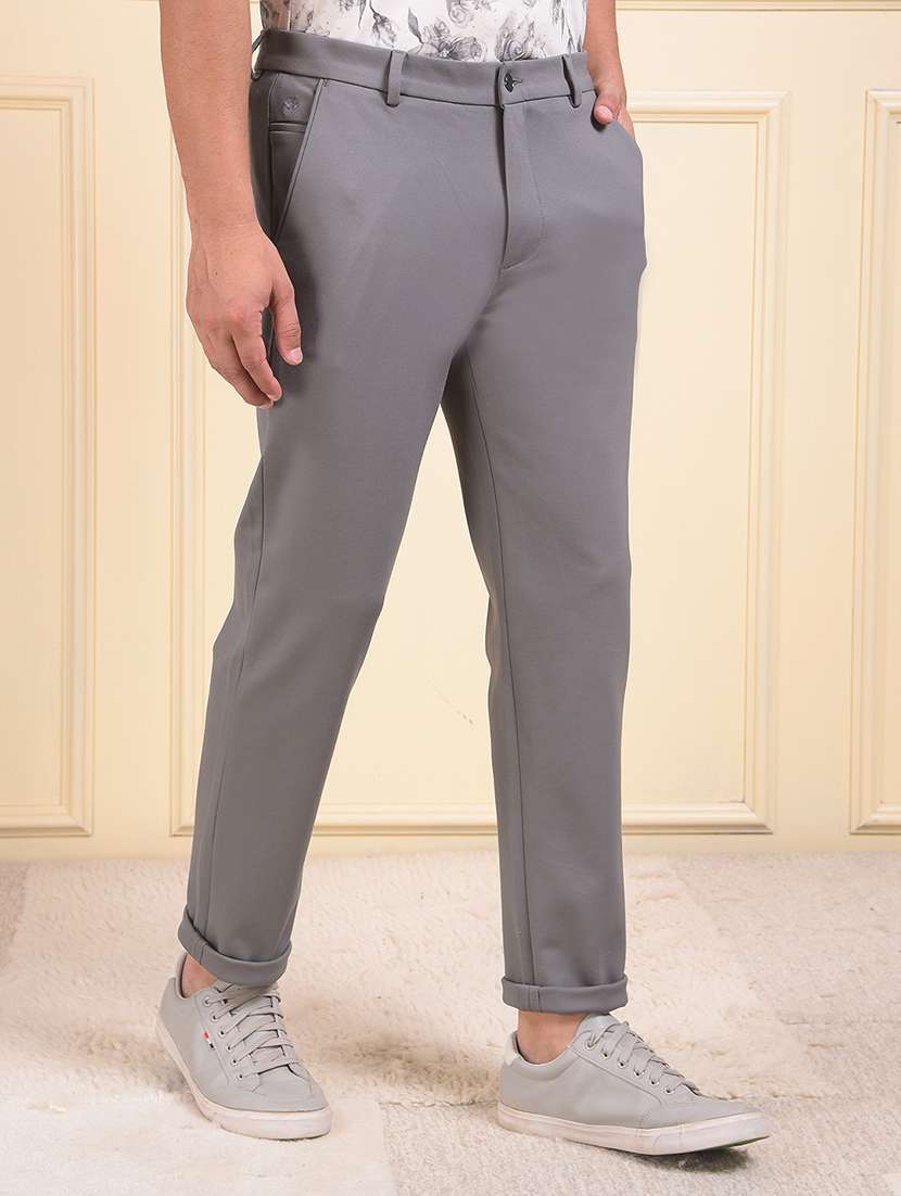 men solid mid rise flat front casual chinos  - 22053995 -  Standard Image - 1