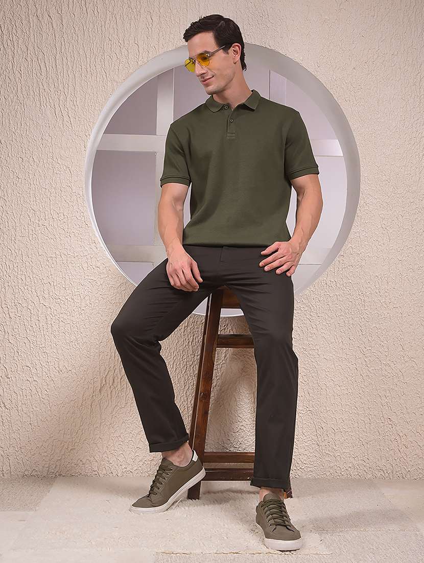 men solid mid rise flat front casual chinos  - 22054004 -  Standard Image - 6
