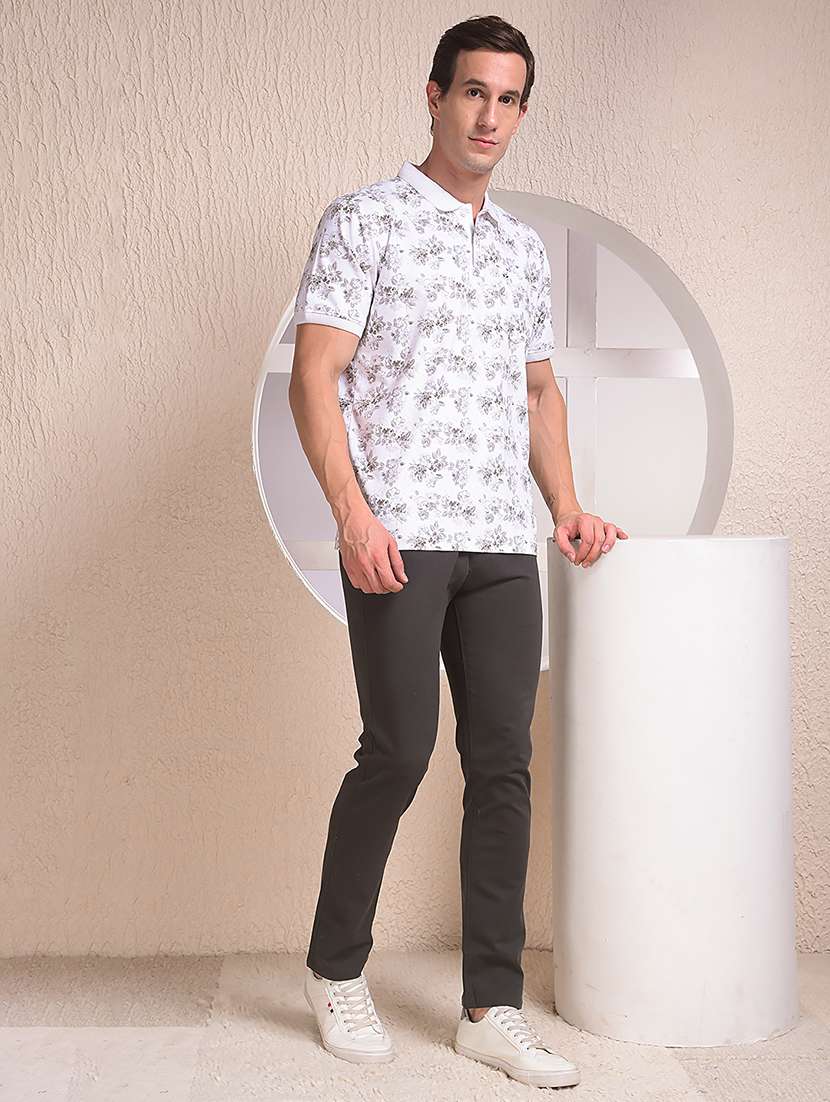 men solid mid rise flat front casual chinos - 22054024 - Standard Image - 4