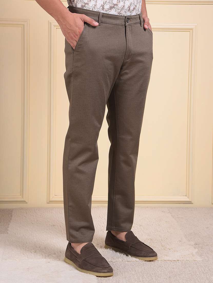 men solid mid rise flat front casual chinos  - 22054026 -  Standard Image - 1