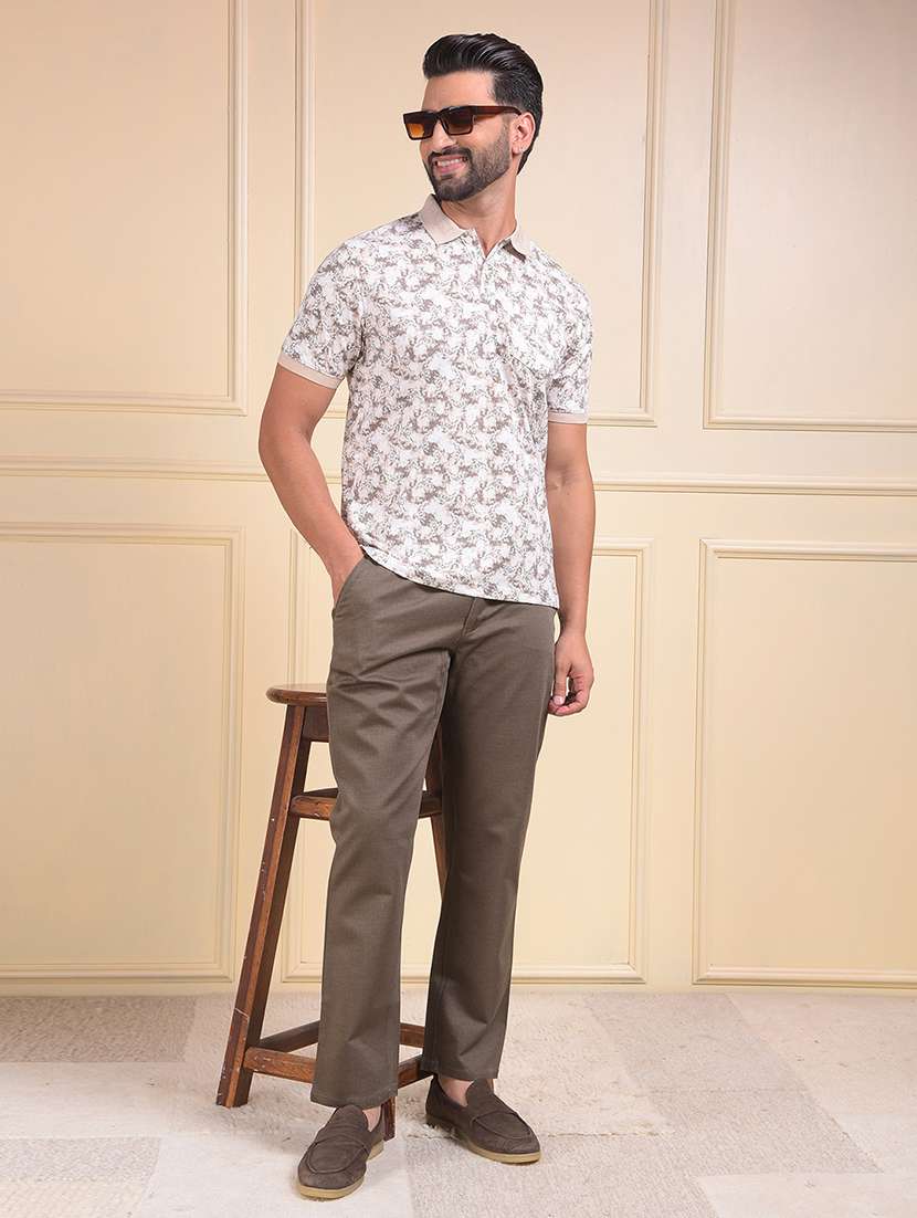 men solid mid rise flat front casual chinos  - 22054026 -  Standard Image - 6