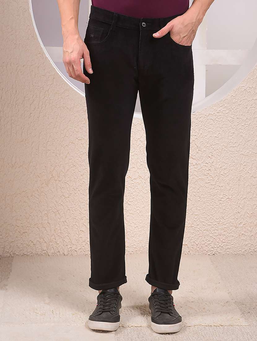 men solid mid rise flat front casual chinos - 22054029 - Zoom Image - 0