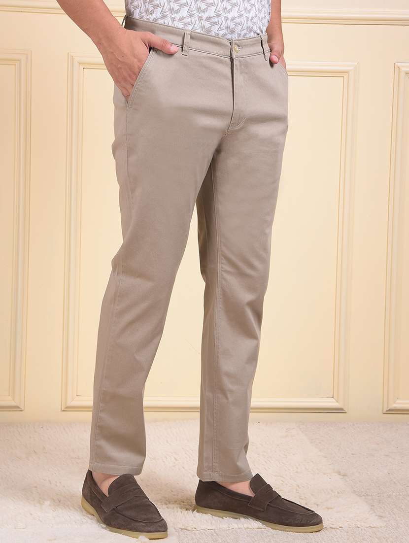 men solid mid rise flat front casual chinos  - 22054030 -  Standard Image - 1