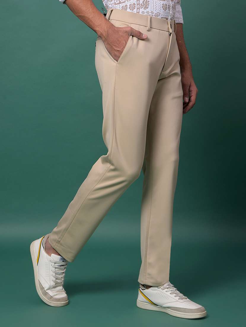men solid mid rise flat front casual chinos  - 22054033 -  Standard Image - 1