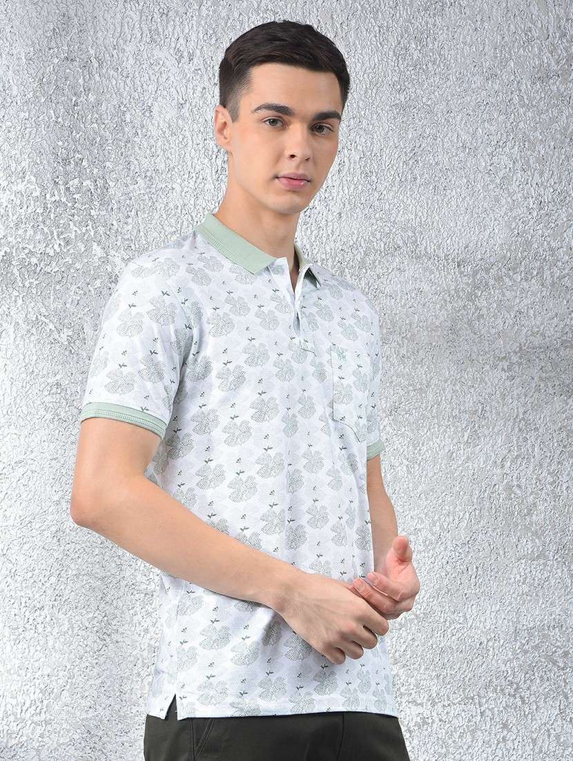 men floral printed short sleeve regular fit polo t-shirt - 22054039 -  Standard Image - 1