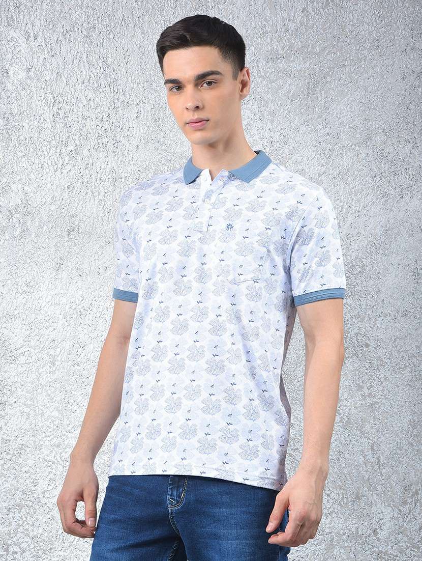 men floral printed short sleeve regular fit polo t-shirt - 22054040 -  Standard Image - 1
