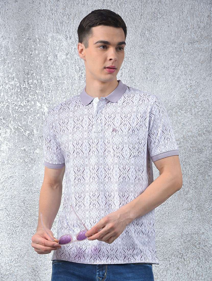 men printed short sleeve regular fit polo t-shirt