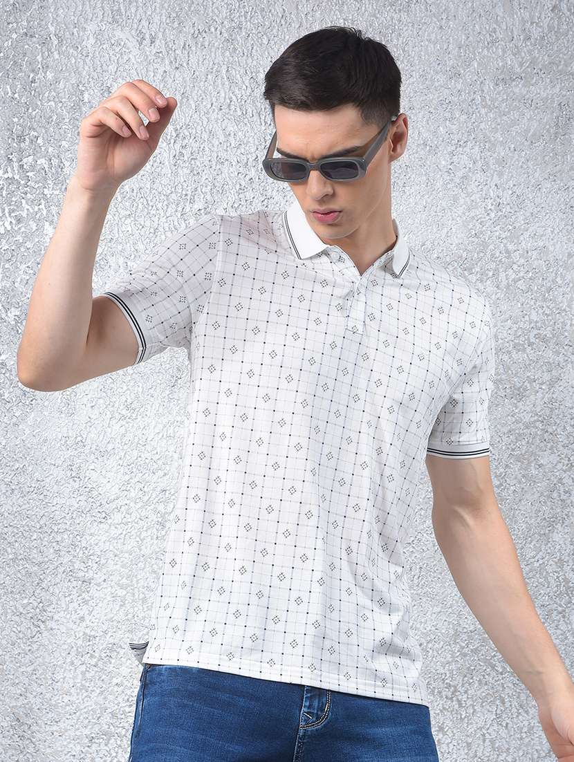 men printed short sleeve regular fit polo t-shirt