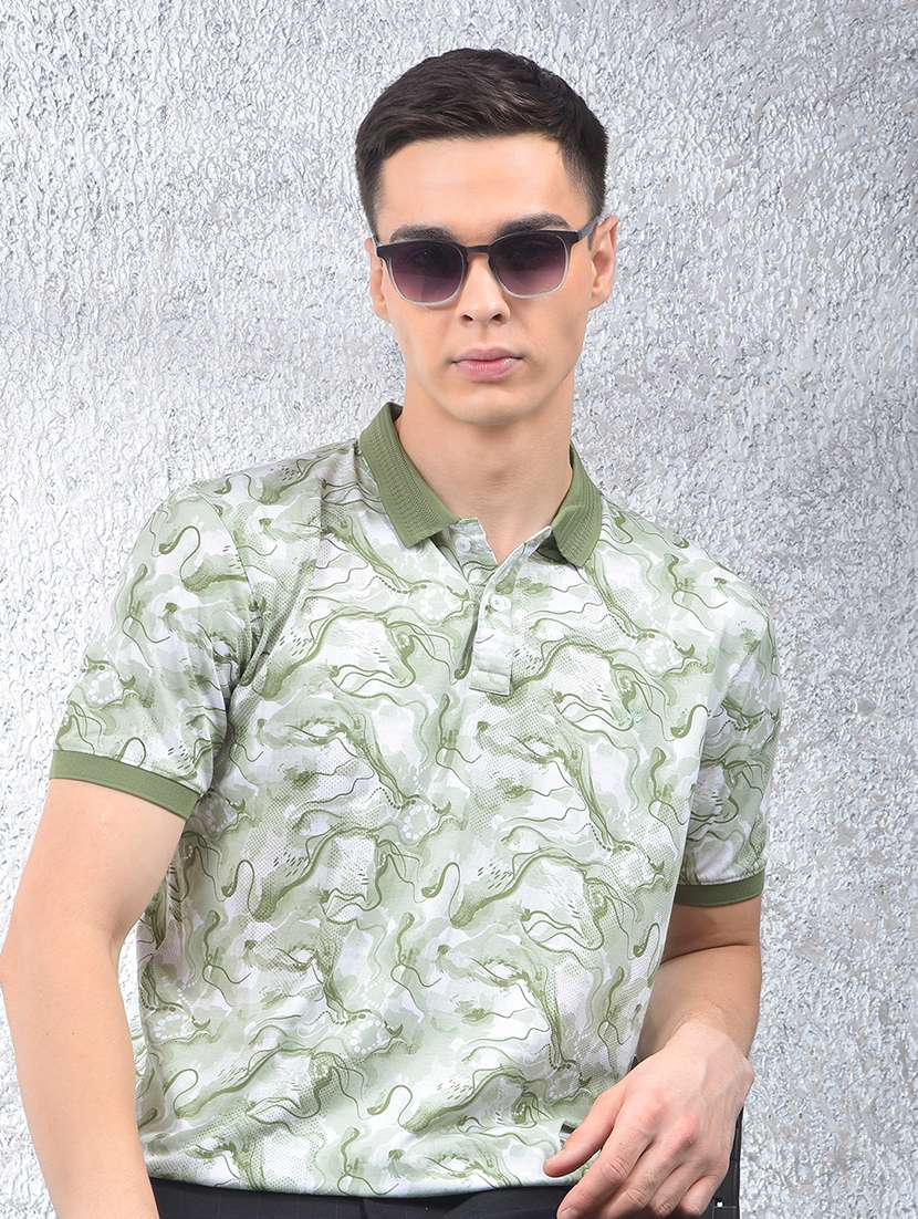 men printed short sleeve regular fit polo t-shirt