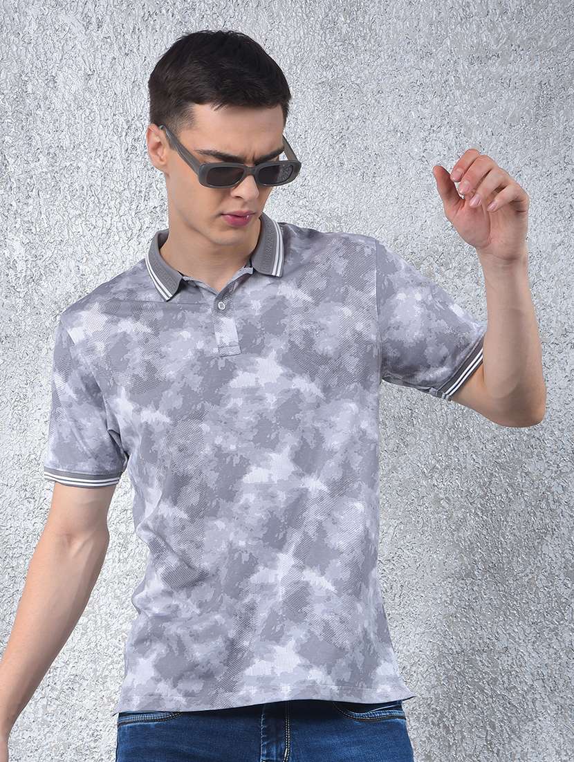 men printed short sleeve regular fit polo t-shirt