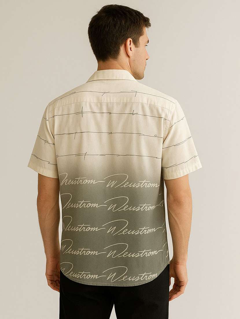 men printed collared short sleeves casual shirt - 22054109 -  Standard Image - 1